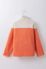 Contrast Half Zip Long Sleeve Sweatshirt - Trendsi - Flyclothing LLC