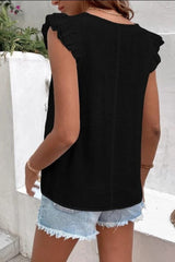 Full Size Ruffled V-Neck Cap Sleeve Blouse - Trendsi