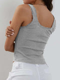 Lace Detail Square Neck Tank - Trendsi - Flyclothing LLC