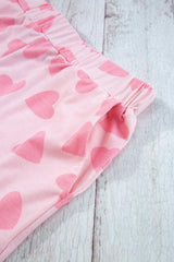 Heart Print Long Sleeve Top and Shorts Lounge Set - Trendsi - Flyclothing LLC