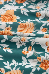 Floral Print Trimmed V Neck Tie Waist Sleeveless Dress - Trendsi - Flyclothing LLC