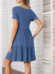 Round Neck Short Sleeve Mini Tee Dress - Trendsi