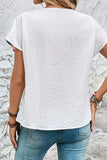Tassel Tie Neck Short Sleeve Blouse - Trendsi - Flyclothing LLC
