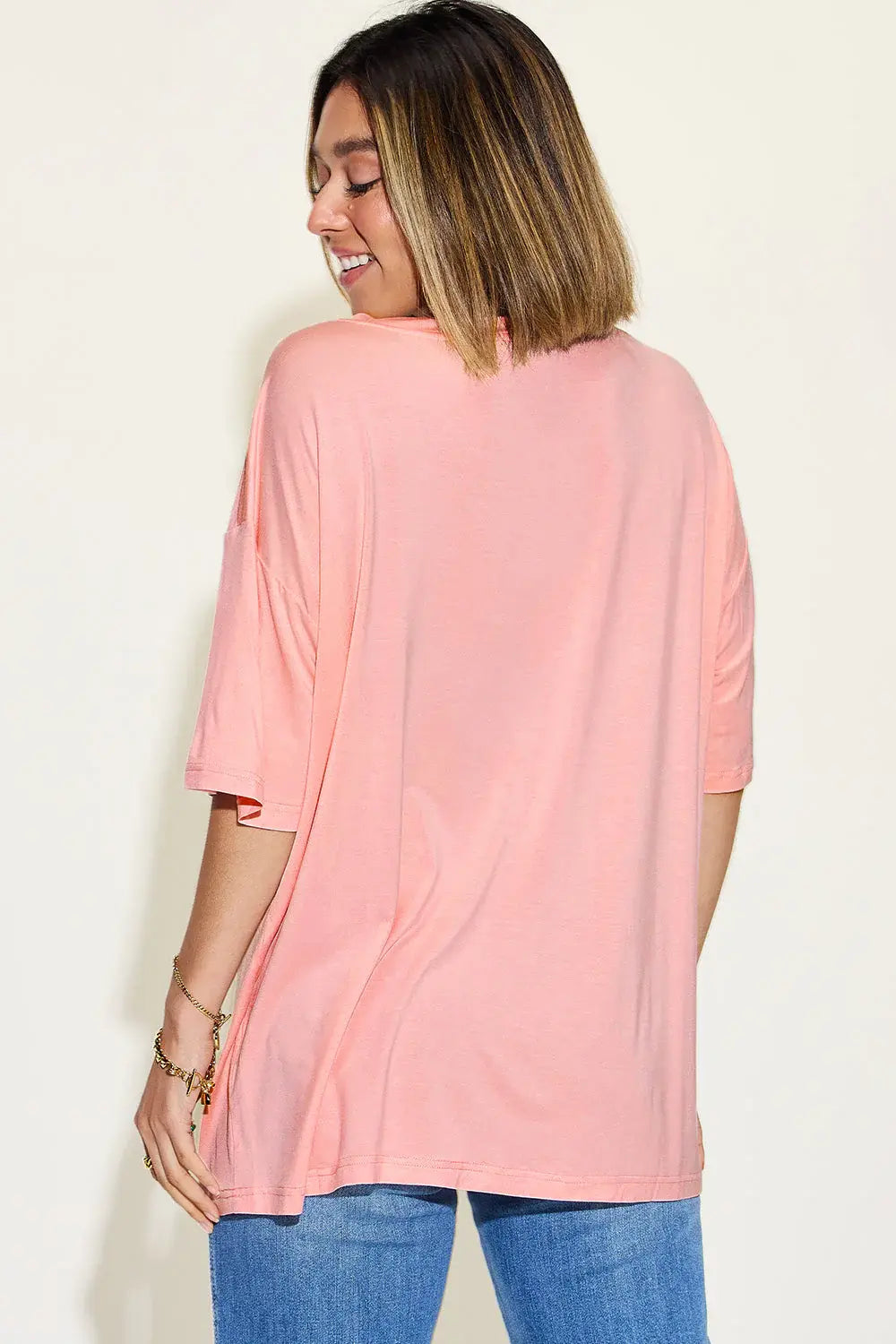 Basic Bae Full Size Bamboo V-Neck Drop Shoulder T-Shirt - ShopBasicbae - Flyclothing LLC