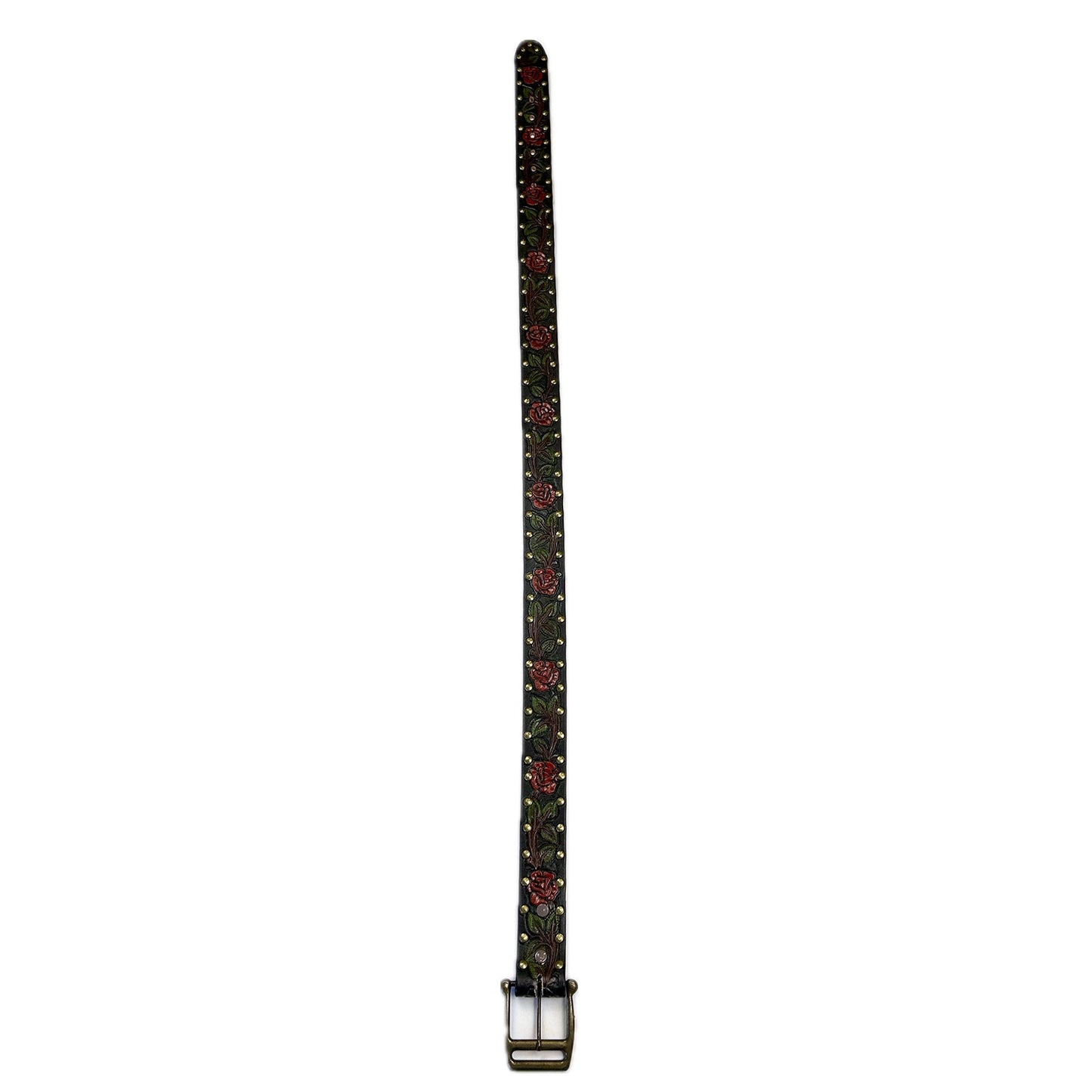 Rockmount Ranch Wear Black Tooled Genuine Leather Western Belt with Red Roses - Rockmount Clothing - Flyclothing LLC