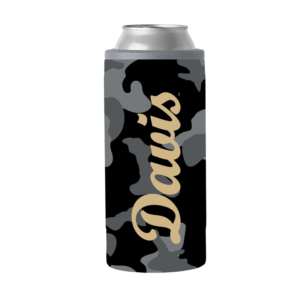 UC Davis Black Camo 12oz Slim Can Coolie - Logo Brands - Flyclothing LLC