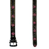 Rockmount Ranch Wear tooled rose leather belts black pink roses - Rockmount Clothing - Flyclothing LLC