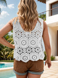 Openwork Round Neck Knit Vest - Trendsi