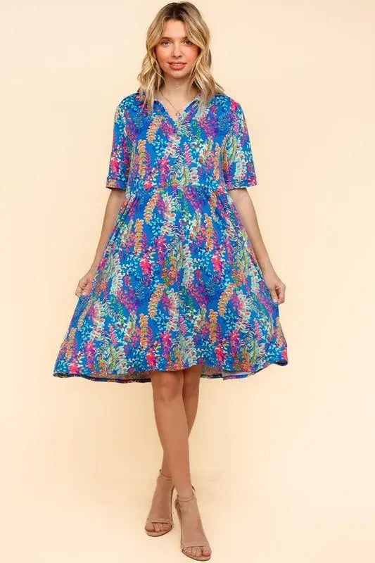 Haptics Johnny Collar Babydoll Dress with Side Pockets - Trendsi - Flyclothing LLC