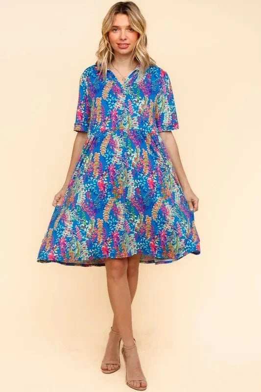 Haptics Johnny Collar Babydoll Dress with Side Pockets - Trendsi - Flyclothing LLC