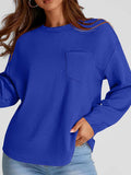 Full Size Texture Round Neck Long Sleeve Sweatshirt - Trendsi - Flyclothing LLC