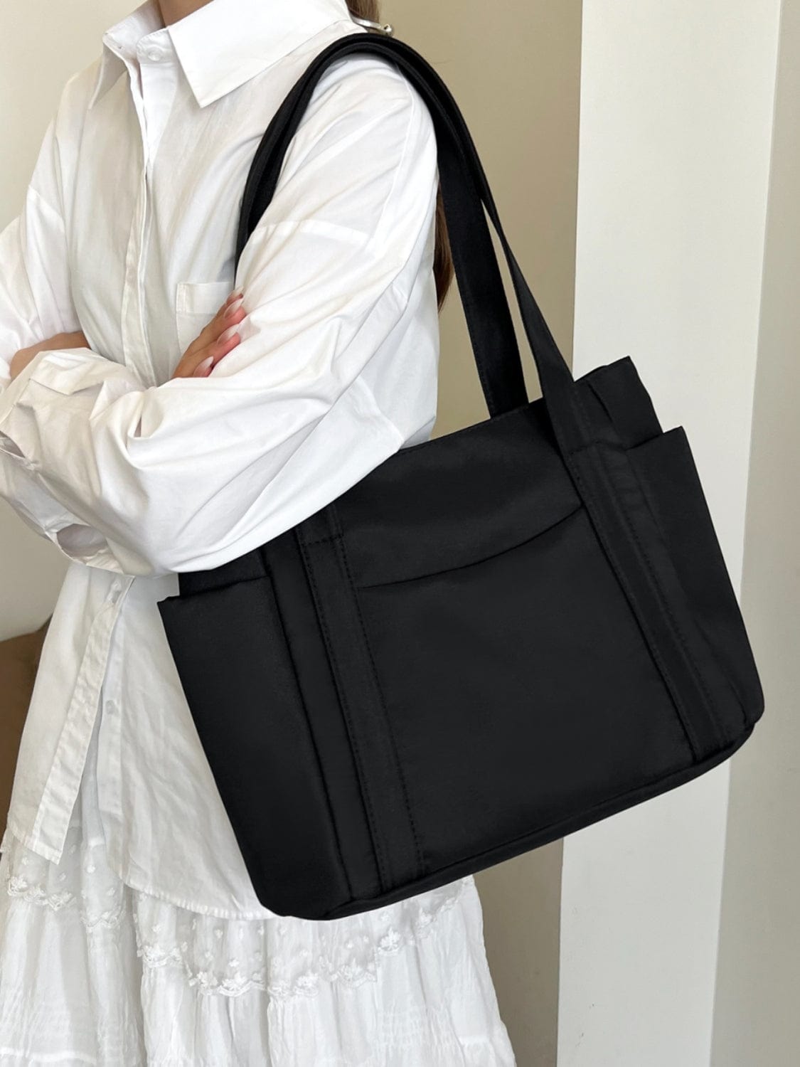 Oxford Cloth Tote Bag with Zipper - Trendsi