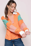 Hailey & Co Color Block Top with Striped Panel - Trendsi - Flyclothing LLC
