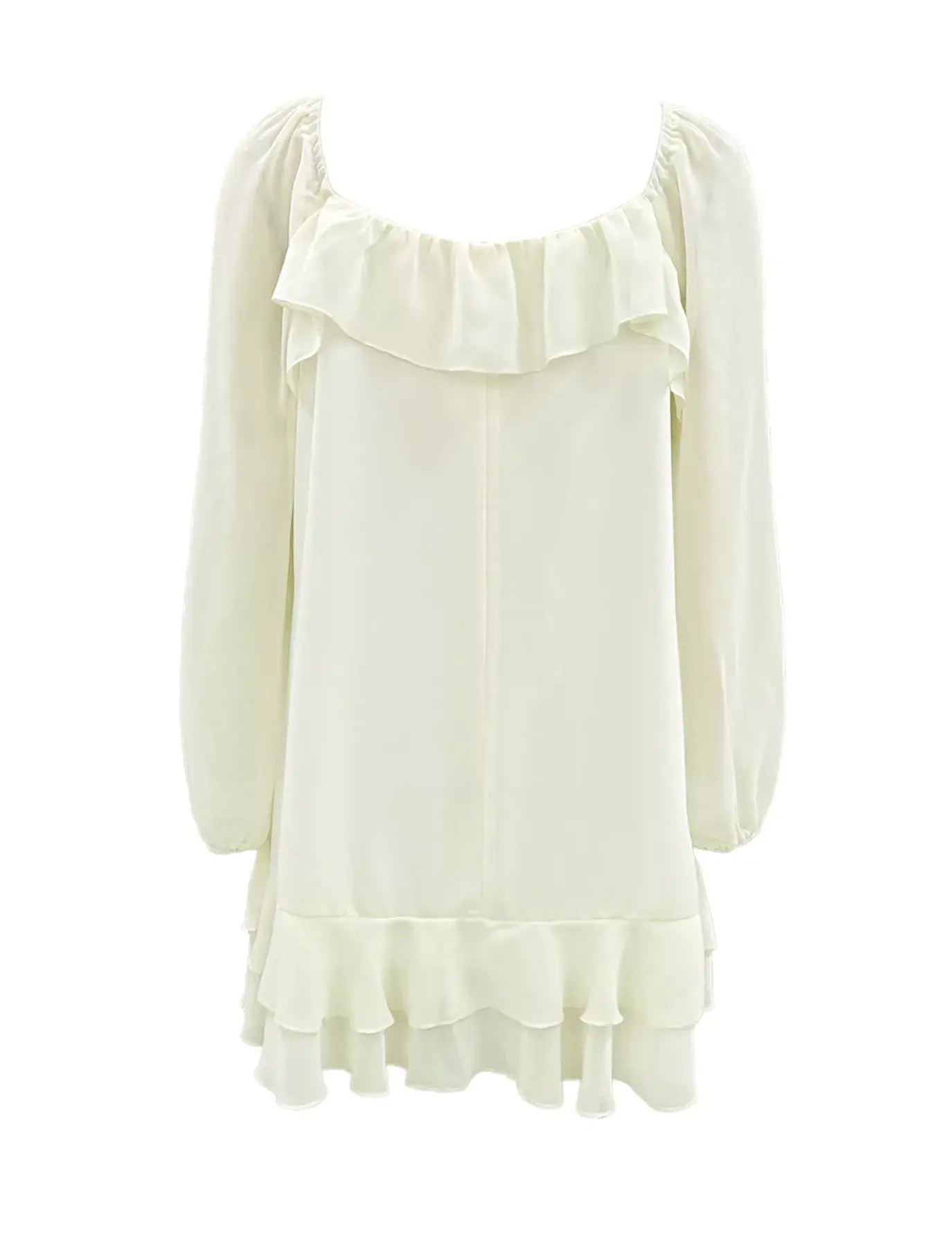Ruffle Trimmed Long Sleeve Mini Dress - Trendsi - Flyclothing LLC