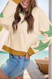 Star Contrast Round Neck Long Sleeve Sweatshirt - Trendsi - Flyclothing LLC