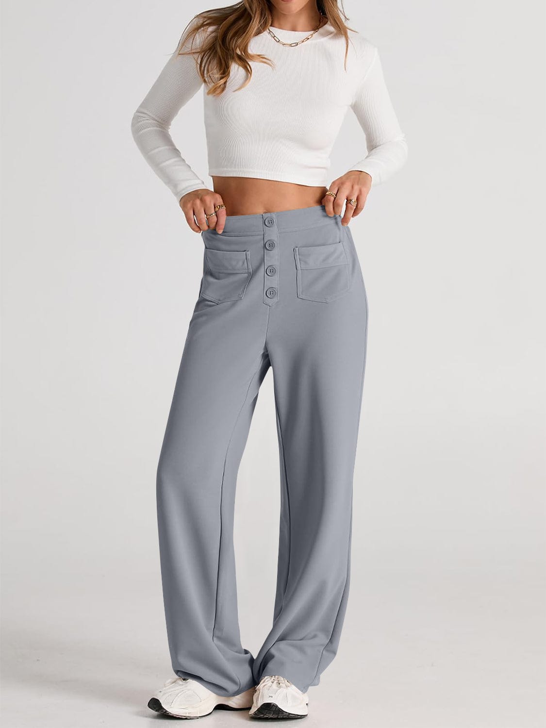 High Waist Wide Leg Pants - Trendsi - Flyclothing LLC
