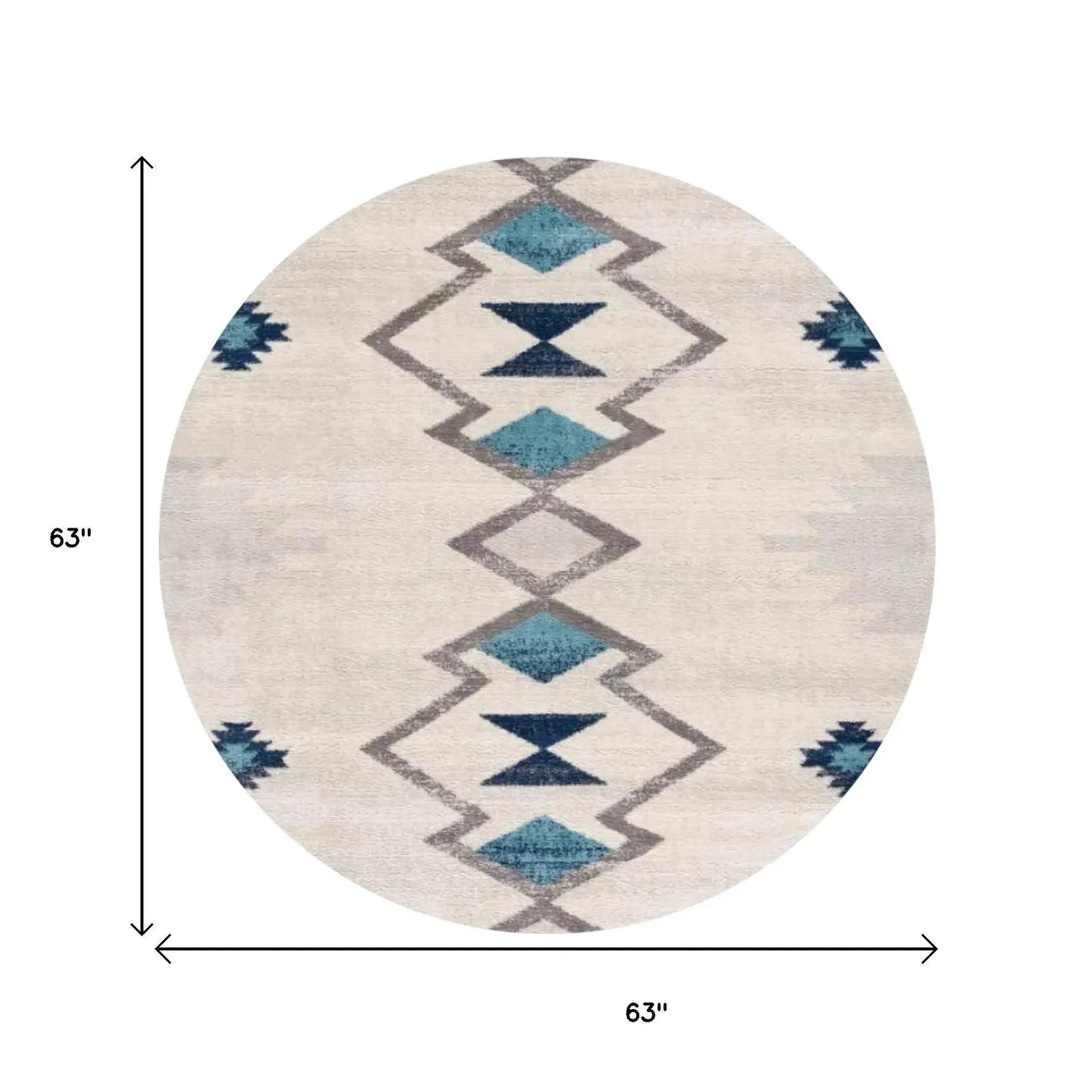 5' X 5' Beige Blue And Brown Abstract Round Rug - Homeroots - Flyclothing LLC