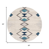 5' X 5' Beige Blue And Brown Abstract Round Rug - Homeroots - Flyclothing LLC