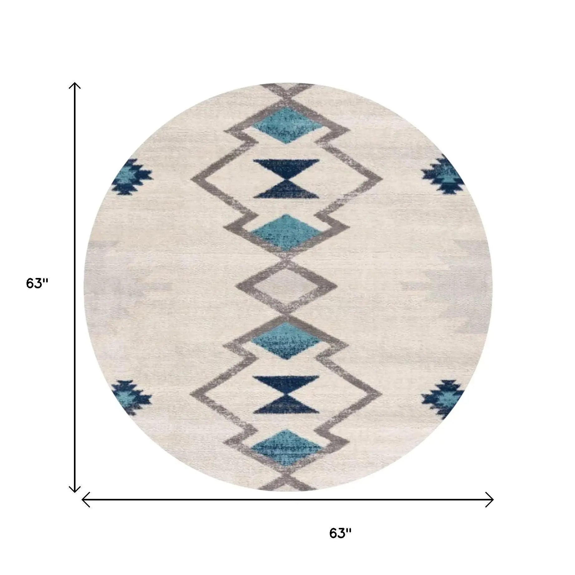 5' X 5' Beige Blue And Brown Abstract Round Rug - Homeroots - Flyclothing LLC