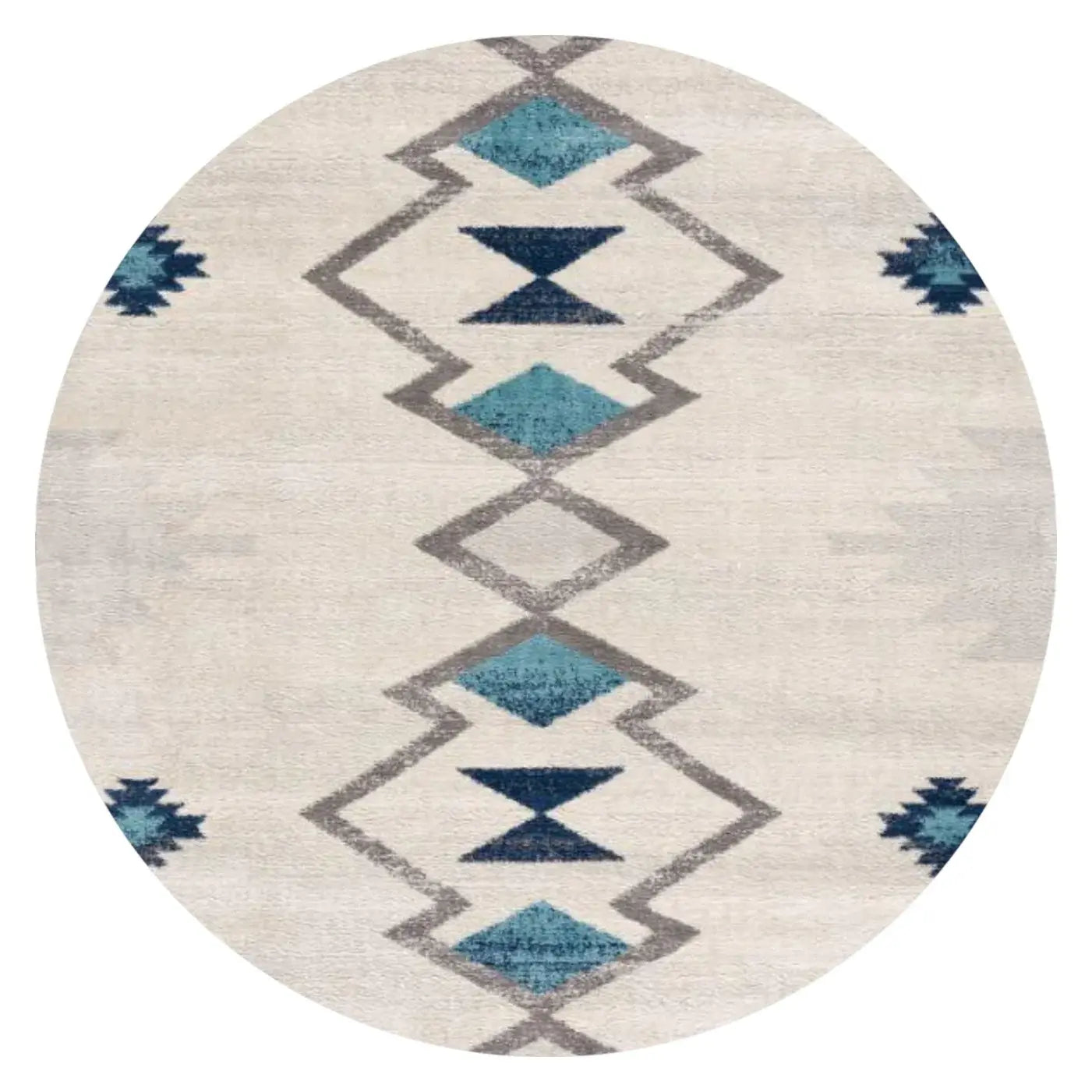 8' X 8' Beige Blue And Brown Abstract Round Rug - Homeroots - Flyclothing LLC