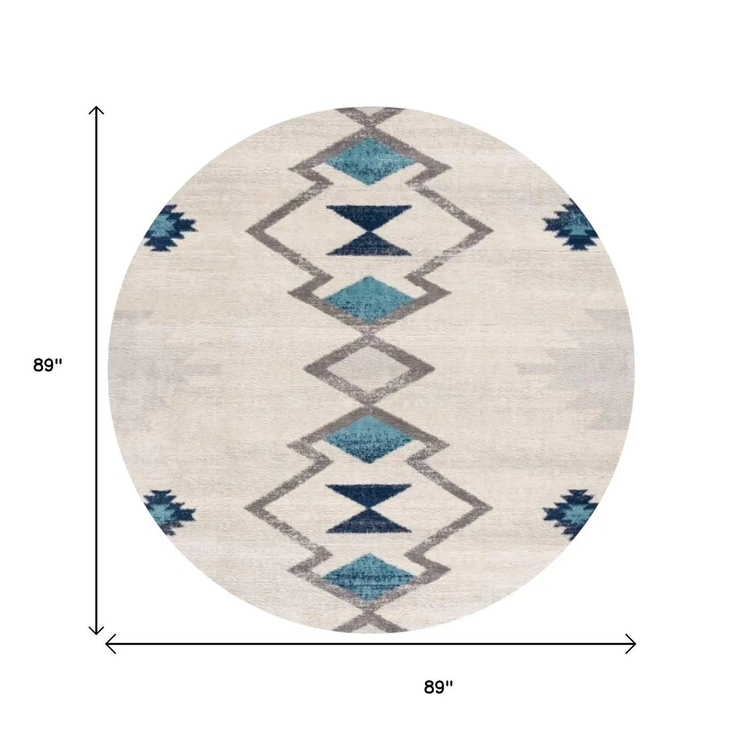 8' X 8' Beige Blue And Brown Abstract Round Rug - Homeroots - Flyclothing LLC