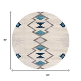 8' X 8' Beige Blue And Brown Abstract Round Rug - Homeroots - Flyclothing LLC