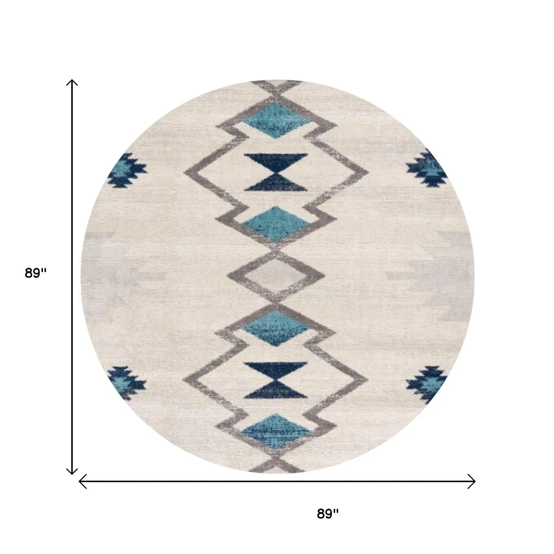 8' X 8' Beige Blue And Brown Abstract Round Rug - Homeroots - Flyclothing LLC