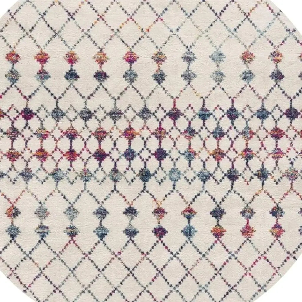 5' X 5' Beige And Blue Abstract Round Rug - Homeroots - Flyclothing LLC