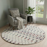 5' X 5' Beige And Blue Abstract Round Rug - Homeroots - Flyclothing LLC