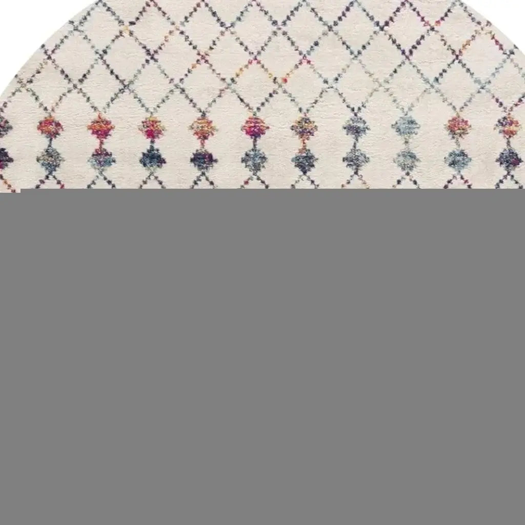 8' X 8' Beige And Blue Abstract Round Rug - Homeroots - Flyclothing LLC