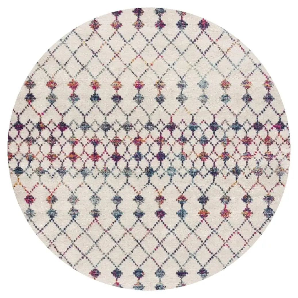 8' X 8' Beige And Blue Abstract Round Rug - Homeroots - Flyclothing LLC