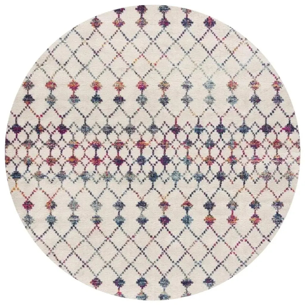 8' X 8' Beige And Blue Abstract Round Rug - Homeroots - Flyclothing LLC