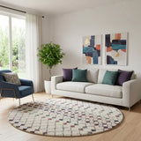 8' X 8' Beige And Blue Abstract Round Rug - Homeroots - Flyclothing LLC