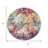 5' X 5' Yellow And Blue Abstract Round Rug - Homeroots - Flyclothing LLC