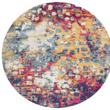 5' X 5' Yellow And Blue Abstract Round Rug - Homeroots - Flyclothing LLC
