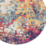 8' X 8' Yellow And Blue Abstract Round Rug - Homeroots - Flyclothing LLC
