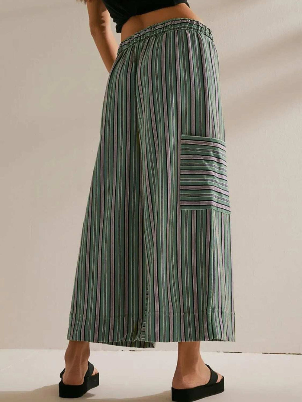Contrast Striped Wide leg Pants - Trendsi - Flyclothing LLC