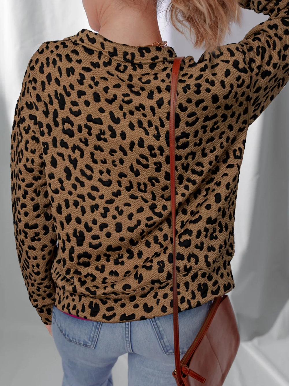 Leopard Print Quarter Zip Sweatshirt - Trendsi - Flyclothing LLC