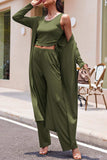 Drawstring Tank, Long Sleeve Cover Up and Pants Set - Trendsi - Flyclothing LLC