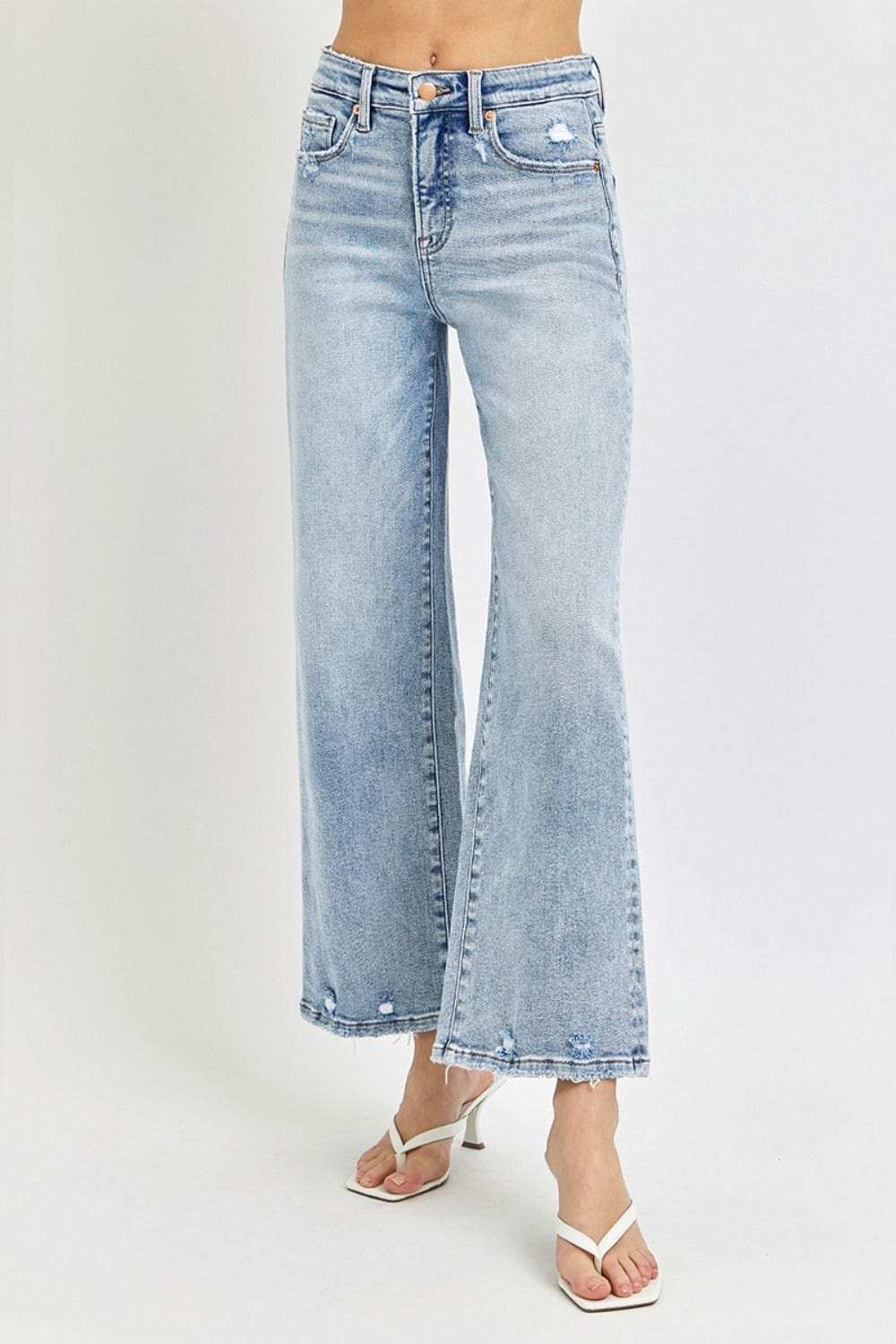 RISEN Full Size Tummy Control High Rise Crop Wide Leg Jeans - Trendsi - Flyclothing LLC