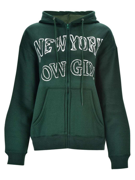 Letter Graphic Zip Up Long Sleeve Hooded Jacket - Trendsi - Flyclothing LLC