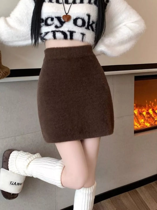 Plush Knit Mini Skirt - Trendsi - Flyclothing LLC