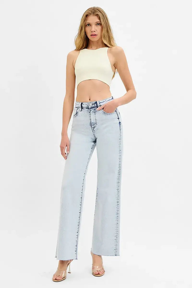 RISEN Full Size High Rise Wide Leg Jeans Plus Size - Trendsi - Flyclothing LLC