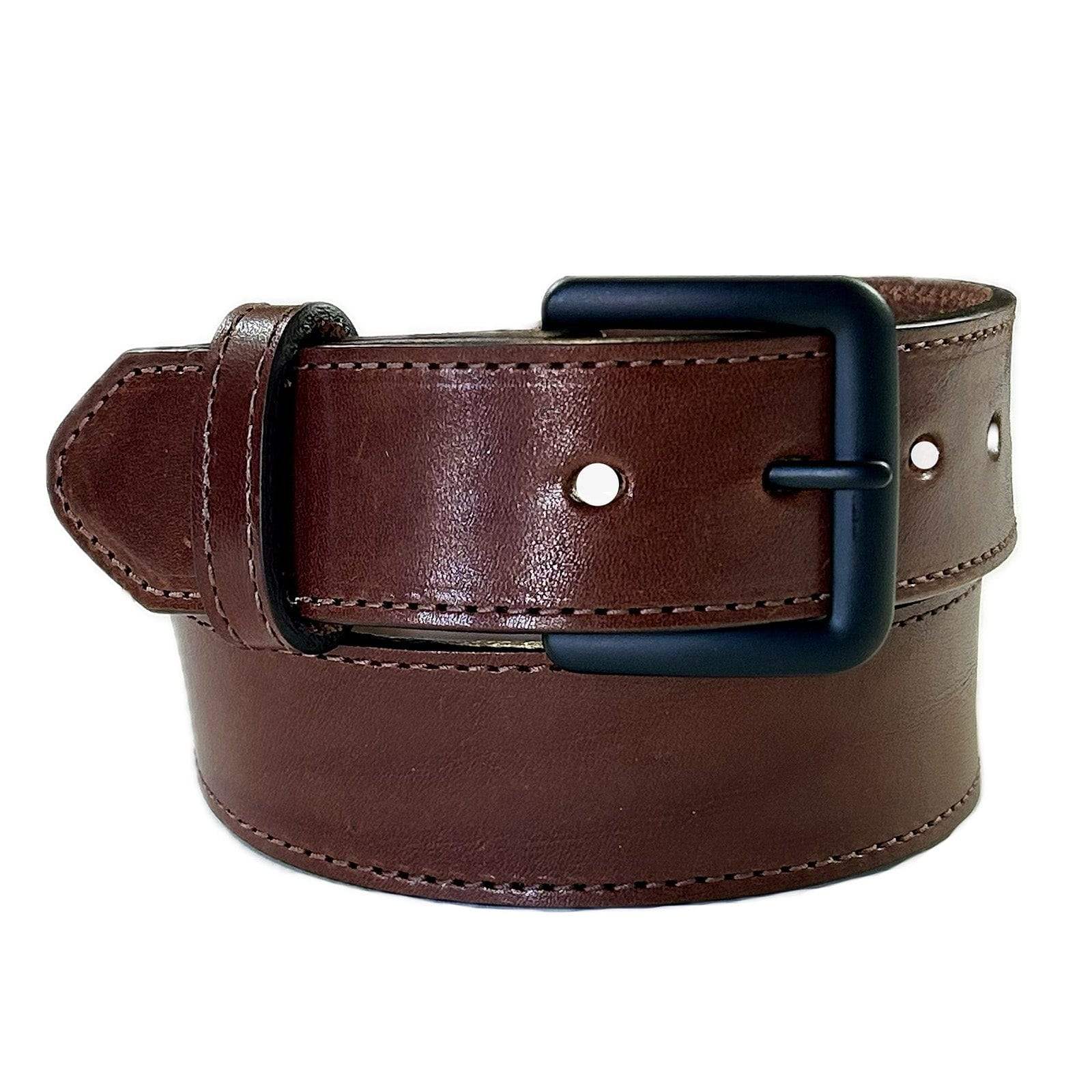 Rockmont Clothing Hand finished Brown Saddle Leather Western Belt with Edge Stitch - Rockmount Clothing - Flyclothing LLC