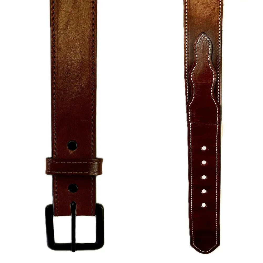 Rockmont Clothing Hand finished Brown Saddle Leather Western Belt with Edge Stitch - Rockmount Clothing - Flyclothing LLC