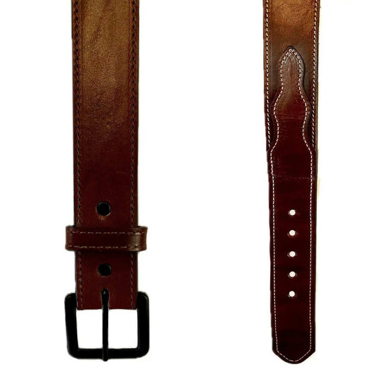 Rockmont Clothing Hand finished Brown Saddle Leather Western Belt with Edge Stitch - Rockmount Clothing - Flyclothing LLC