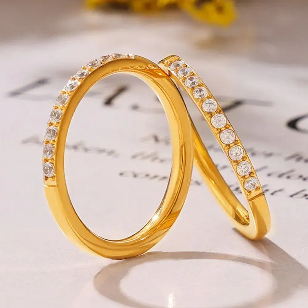 Titanium Steel Inlaid Zircon Ring - Trendsi - Flyclothing LLC