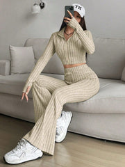 Conjunto de pantalón y camiseta de manga larga con cremallera