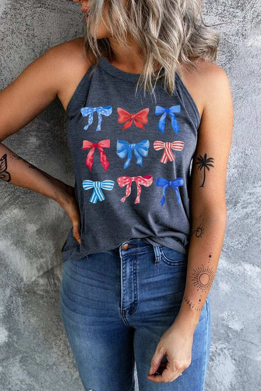 Bow Graphic Round Neck Tank - Trendsi - Flyclothing LLC