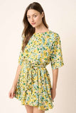 Mittoshop Floral Tie Waist Half Sleeve Mini Dress - Trendsi
